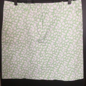14 Chaus short skirt green daisy print/4 pocket